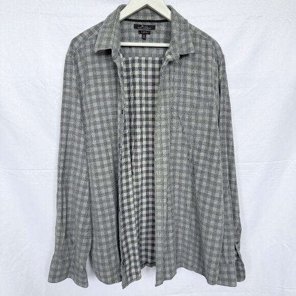 Marc Anthony Gray Corduroy Gingham Button Shirt - Picture 1 of 6
